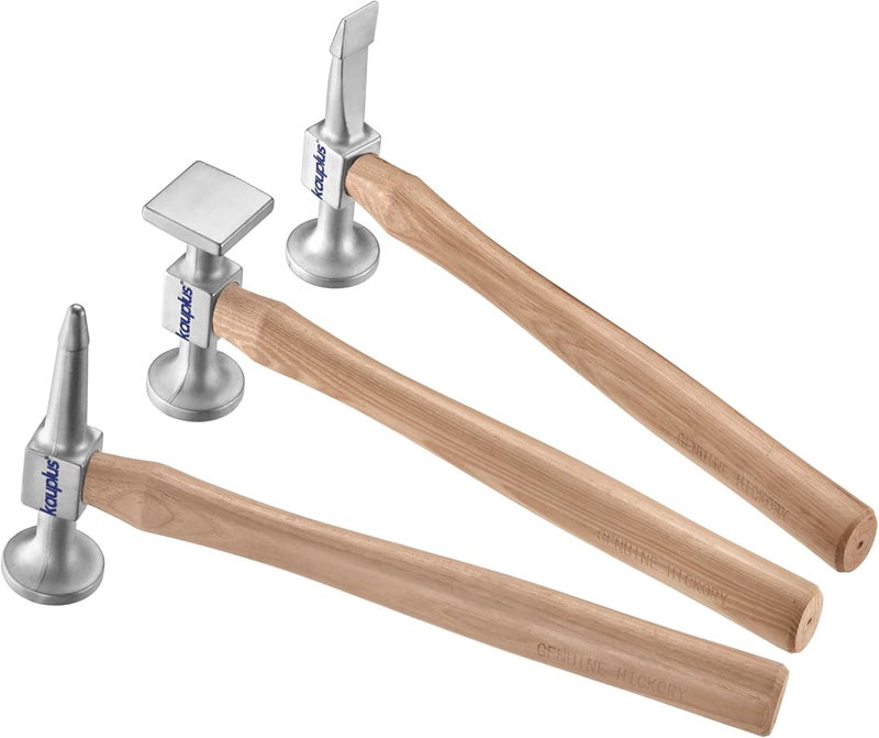 kauplus 3PCS Aluminum Auto Body Dent Repair Set - Metal Work Dolly Tool Kit With Chisel, Shrinking, and Utility Pick Hammers - Image 1